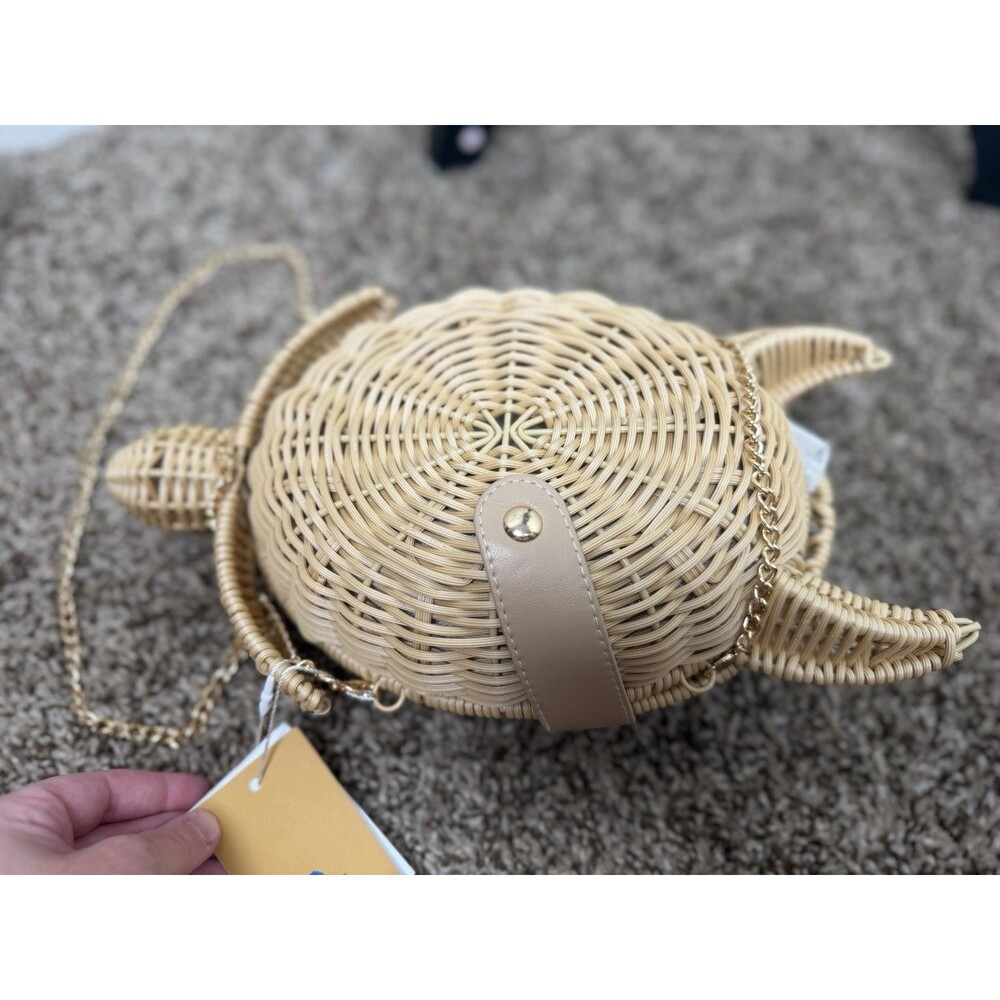 Tommy Bahama Woven Sea Turtle Crossbody Bag Natural Straw Viral Beach Purse NWT - Picture 4 of 13
